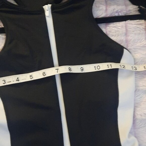 MICHI Velocity Black White Front Zipper Cut Out Long Sleeve Unitard Jumpsuit XS - Picture 6 of 7